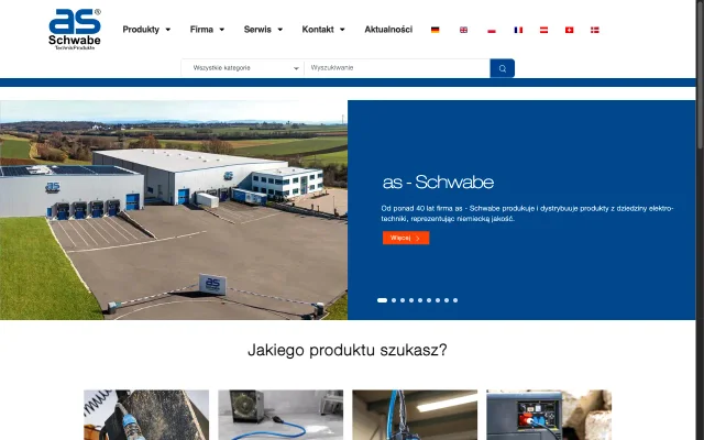 as-Schwabe - wielojęzyczny serwis i katalog techniki zasilania - zrzut ekranu realizacji