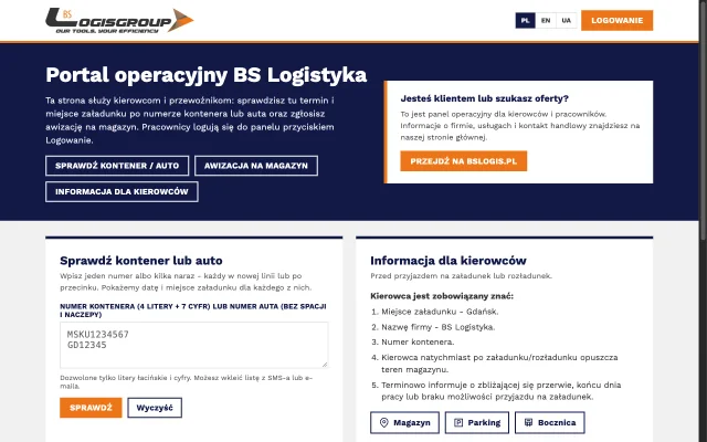 BS Logistyka - cyfryzacja obiegu dokumentów i aplikacja kierowcy - zrzut ekranu realizacji