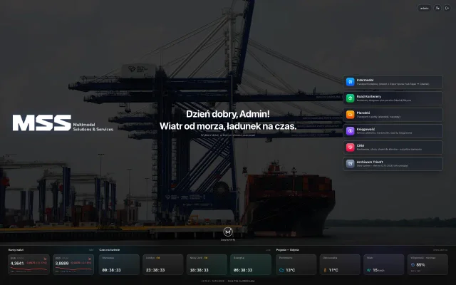 CoreTSL MSS - dedykowany panel operacyjny transportu intermodalnego - zrzut ekranu realizacji