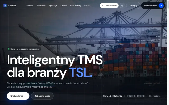 CoreTSL - inteligentny system TMS dla transportu i spedycji - zrzut ekranu realizacji