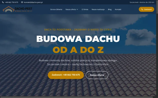 Dacho-Pest - usługi dekarskie, remonty dachów i zabezpieczenia DDD - zrzut ekranu realizacji