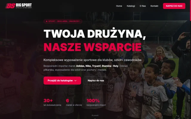 Big Sport - wyposażenie sportowe dla klubów, szkół i zawodników - zrzut ekranu realizacji
