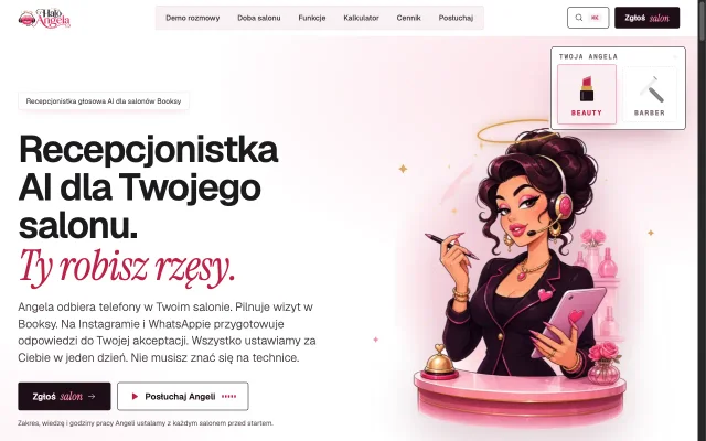 Halo Angela - wirtualna recepcjonistka AI dla salonów i gabinetów - zrzut ekranu realizacji