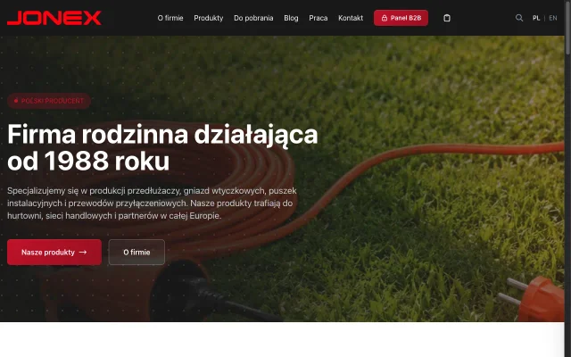 JONEX - serwis producenta sprzętu elektroinstalacyjnego ze Szczecinka - zrzut ekranu realizacji