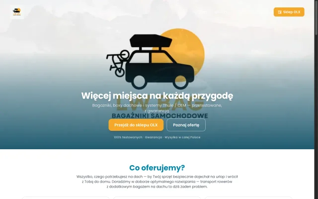 LWBag - sklep e-commerce z bagażnikami i boksami dachowymi - zrzut ekranu realizacji
