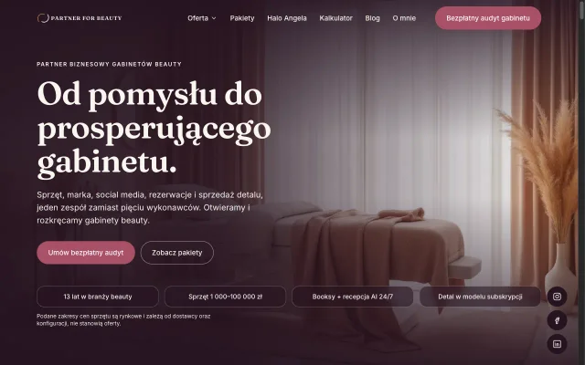 Partner for Beauty - platforma doradztwa i wyposażenia salonów beauty - zrzut ekranu realizacji
